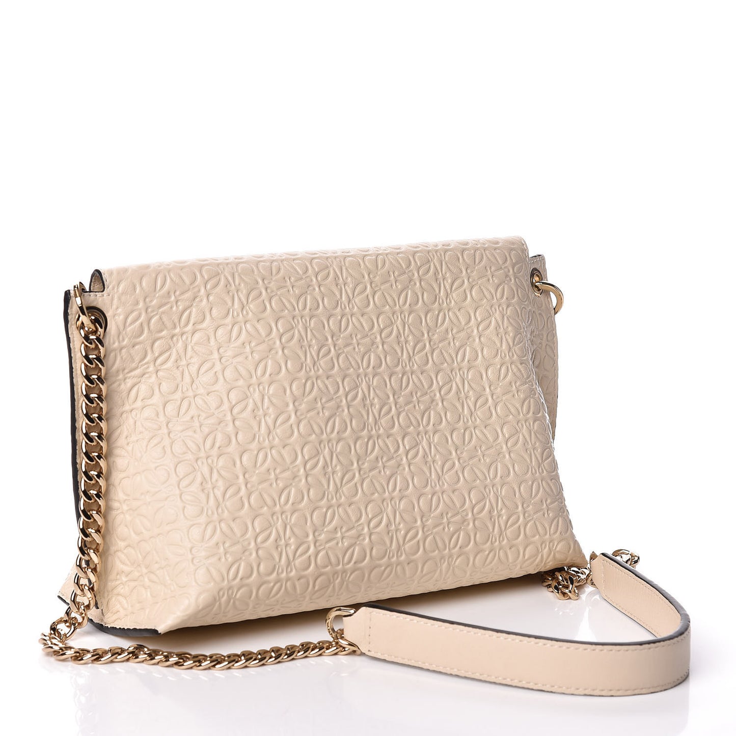 Goatskin Embossed Avenue Shoulder Bag Ivory