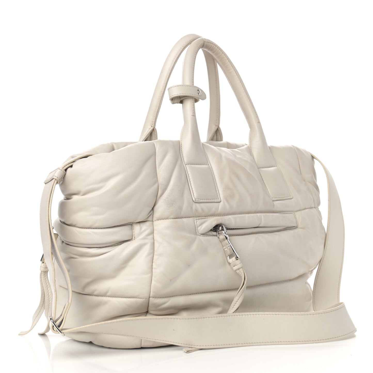 Nappa Bomber Tote Bianco
