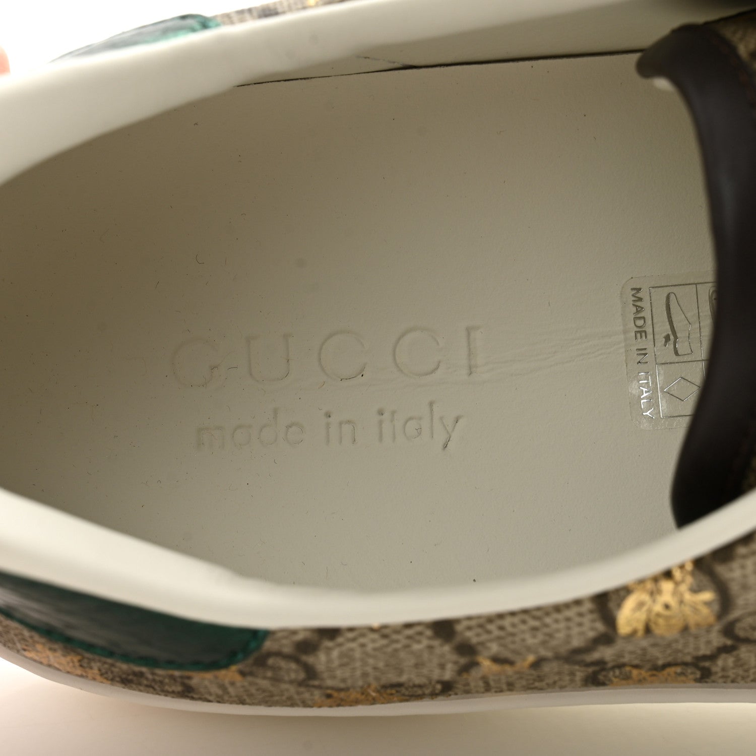 Gucci GG Supreme Monogram Bees Ayers Web Mens Ace Sneakers 11.5 Beige Oro Green Red 6 of 10