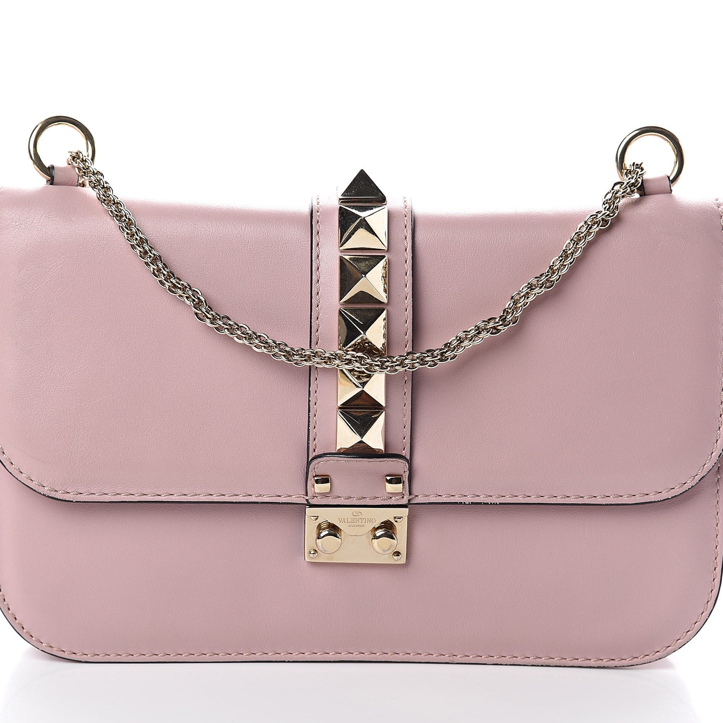 Vitello Medium Glam Lock Rockstud Flap Poudre