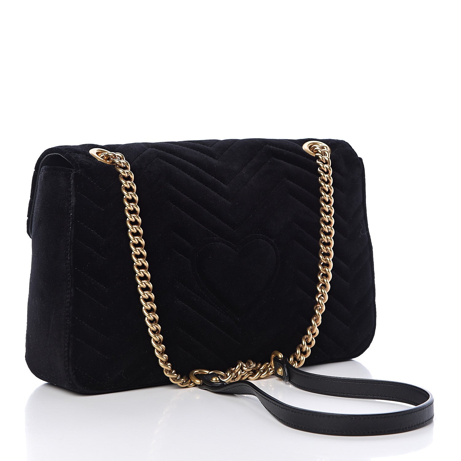 Gucci Velvet Matelasse Medium GG Marmont Shoulder Bag Black 3 of 12