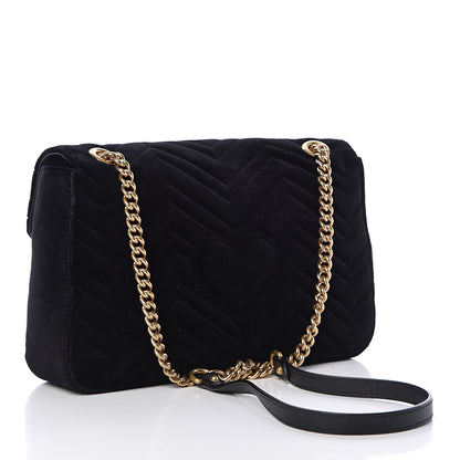 Gucci Velvet Matelasse Medium GG Marmont Shoulder Bag Black 3 of 12