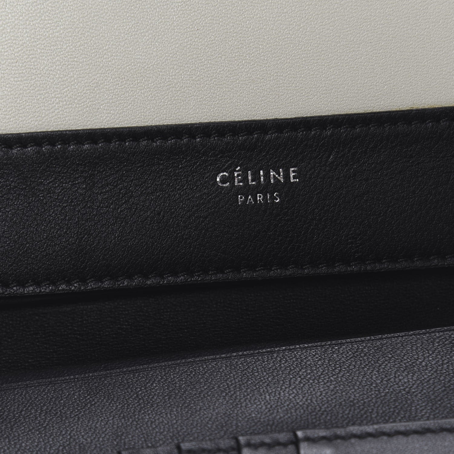 Celine Smooth Lambskin Medium Frame Multifunction Wallet Black White 6 of 7