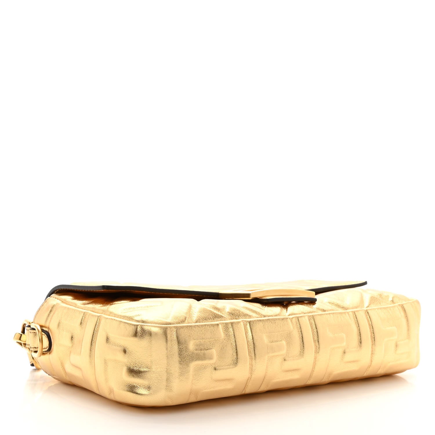 Fendi Vitello Catalan Mirror FF 1974 Embossed Baguette Gold 4 of 10