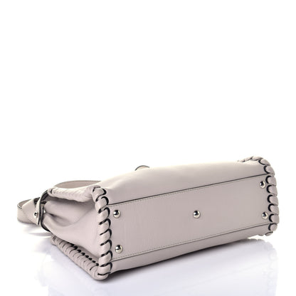 Fendi Vitello Seta Lace Up Medium Peekaboo Iconic Satchel Grigio Polvere 5 of 9