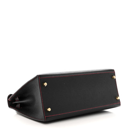Hermes Epsom Horseshoe Kelly Sellier 28 Black Rouge Grenat 4 of 11