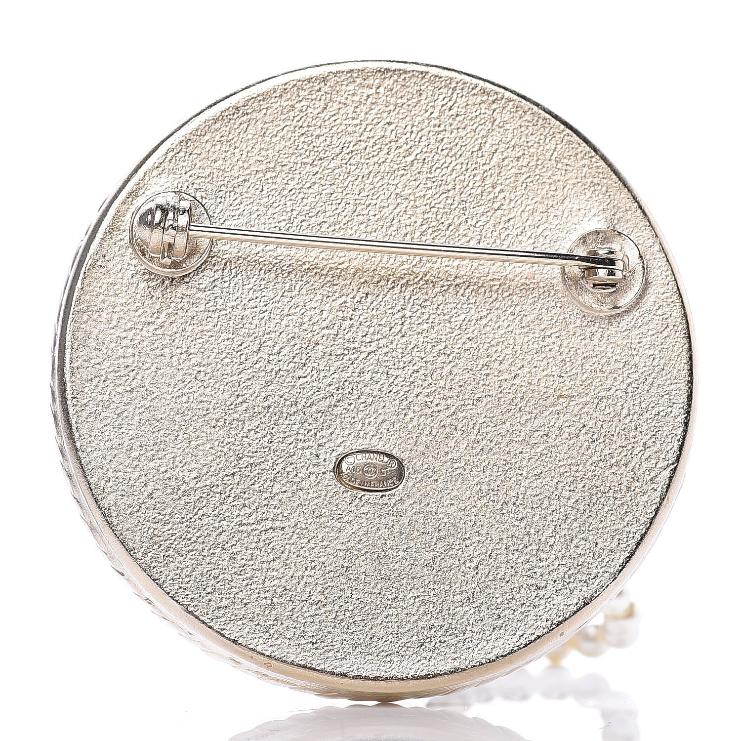 Chanel Metal Resin Pearl Printed Feministe Maize Feminine Brooch White Gold 4 of 4