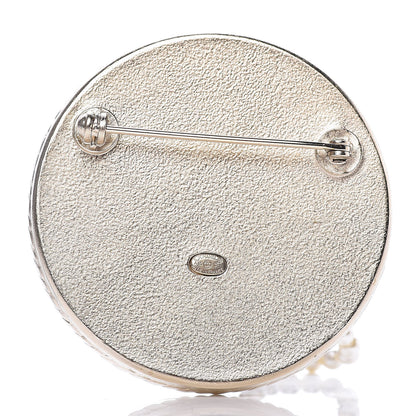 Chanel Metal Resin Pearl Printed Feministe Maize Feminine Brooch White Gold 4 of 4