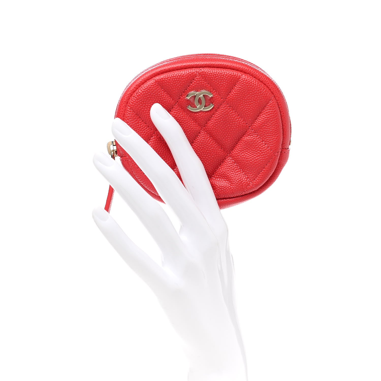 Chanel Caviar Quilted Zip Around Classic Coin Purse Red 2 of 8