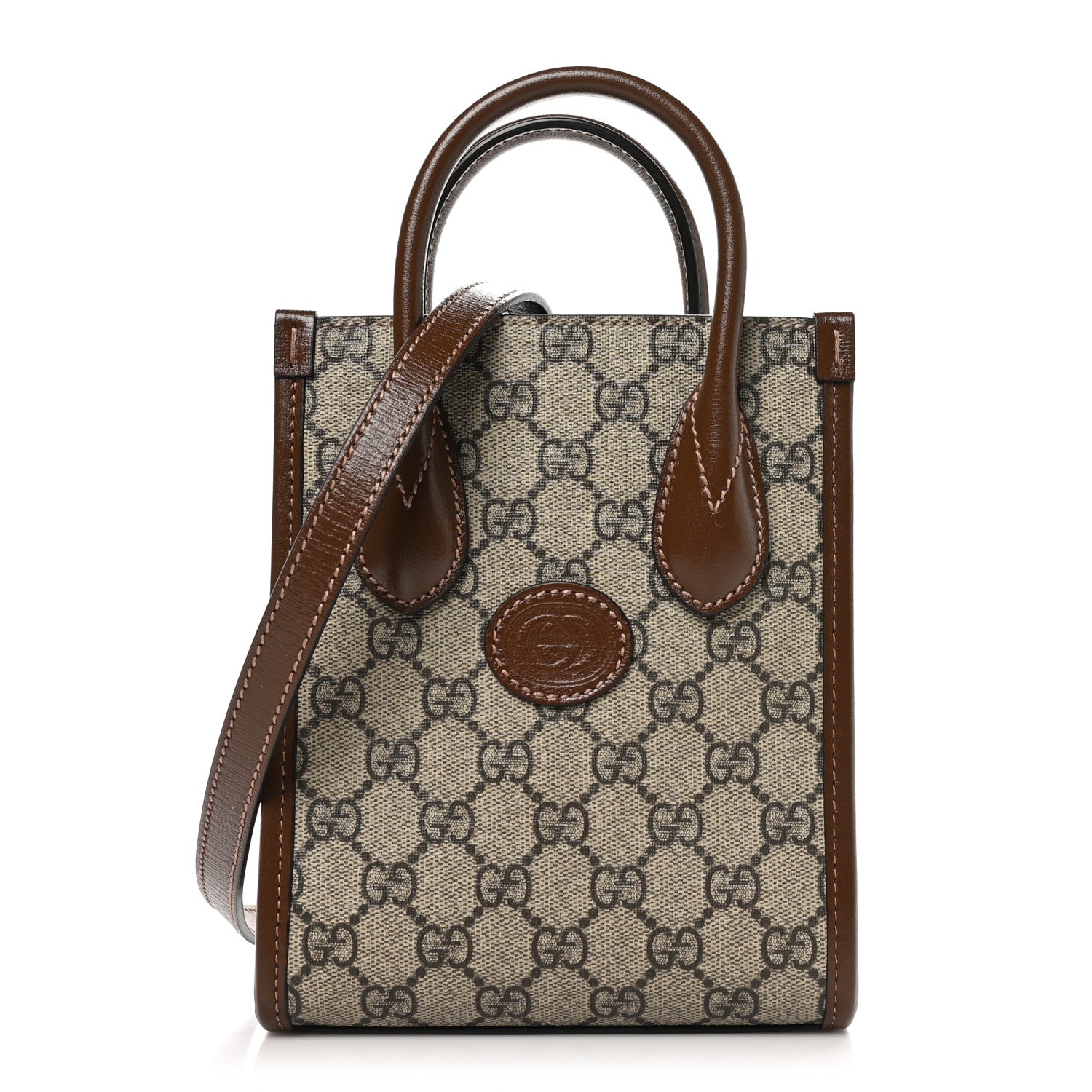 Gucci GG Supreme Monogram Azalea Calfskin Mini Retro Interlocking G Tote Bag Beige Ebony Brown Sugar 1 of 11