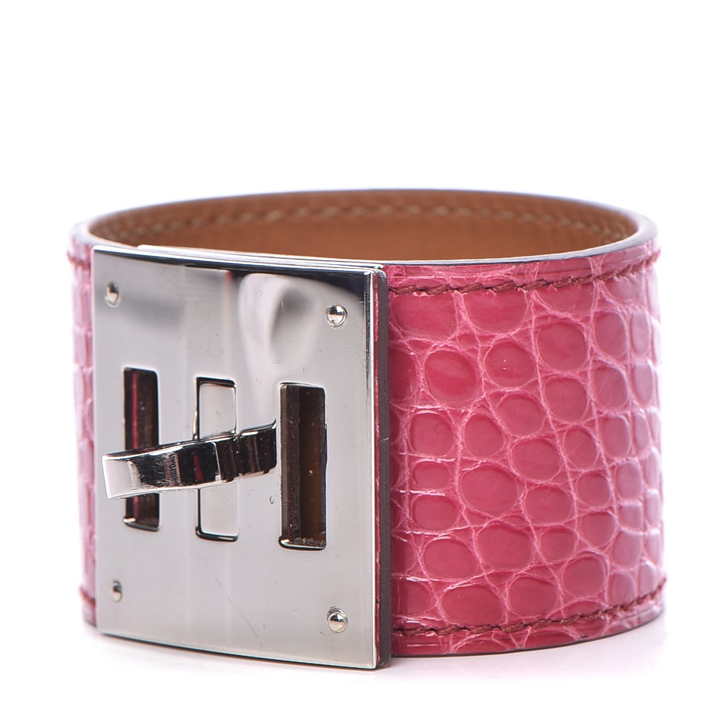 Shiny Alligator Kelly Dog Cuff Fuchsia