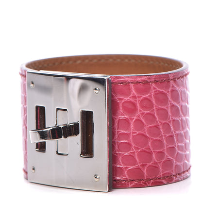 Hermes Shiny Alligator Kelly Dog Cuff Fuchsia 1 of 6