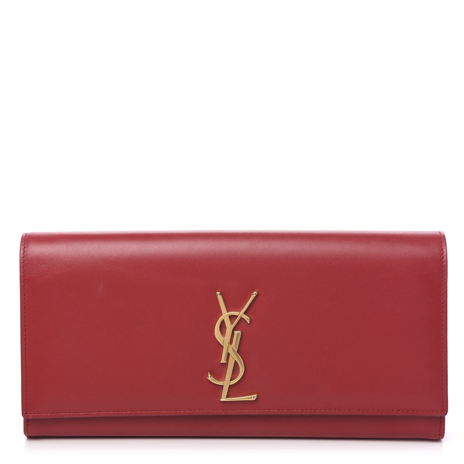 Saint Laurent Calfskin Monogram Cassandre Clutch Rouge Orient 1 of 12