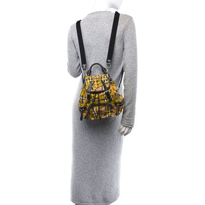 Burberry Calfskin Vintage Check Graffiti Print Small Rucksack Backpack Yellow 2 of 13