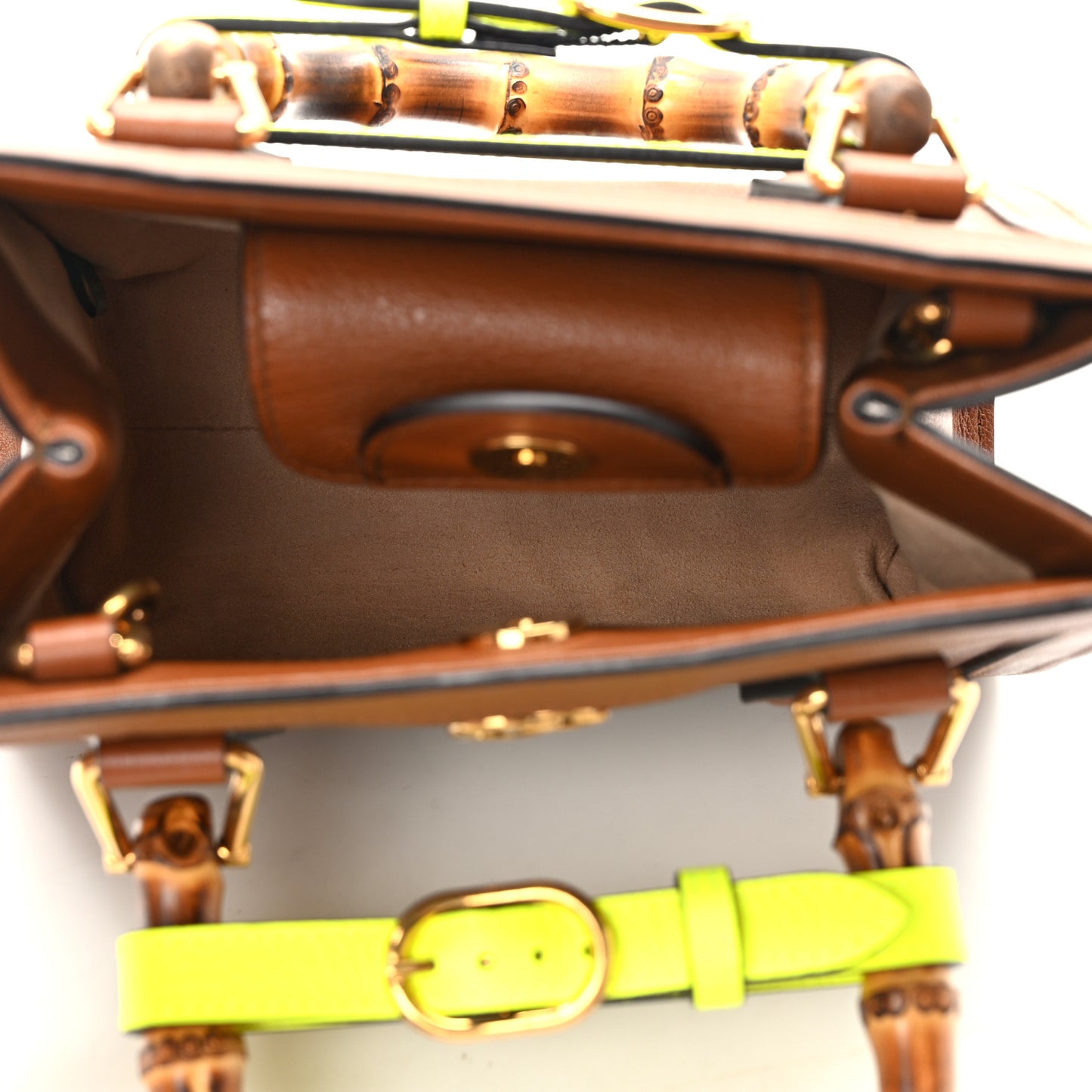Wonka Grain Calfskin Mini Diana Tote Bag Cuir Yellow Fluo
