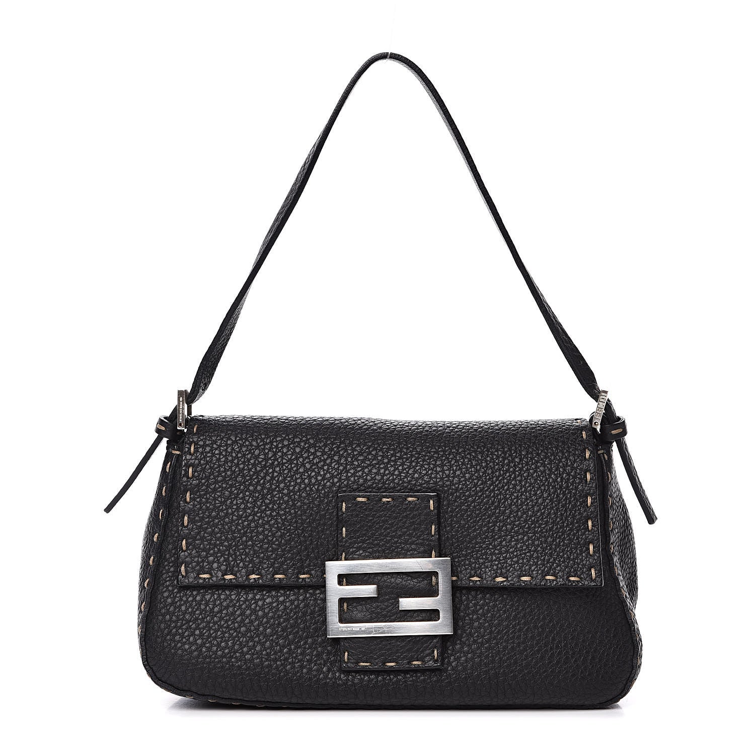 Fendi Calfskin Romano Selleria Baguette Black 1 of 11