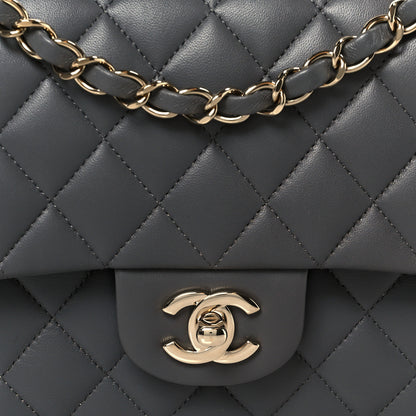 Chanel Lambskin Quilted Medium Double Flap Dark Grey 9 of 12