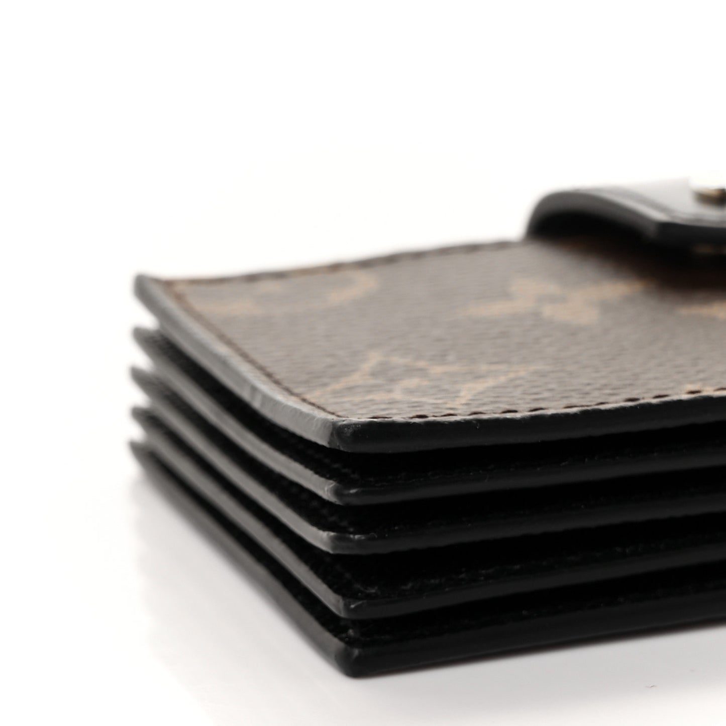 Monogram Gusset Card Holder Black