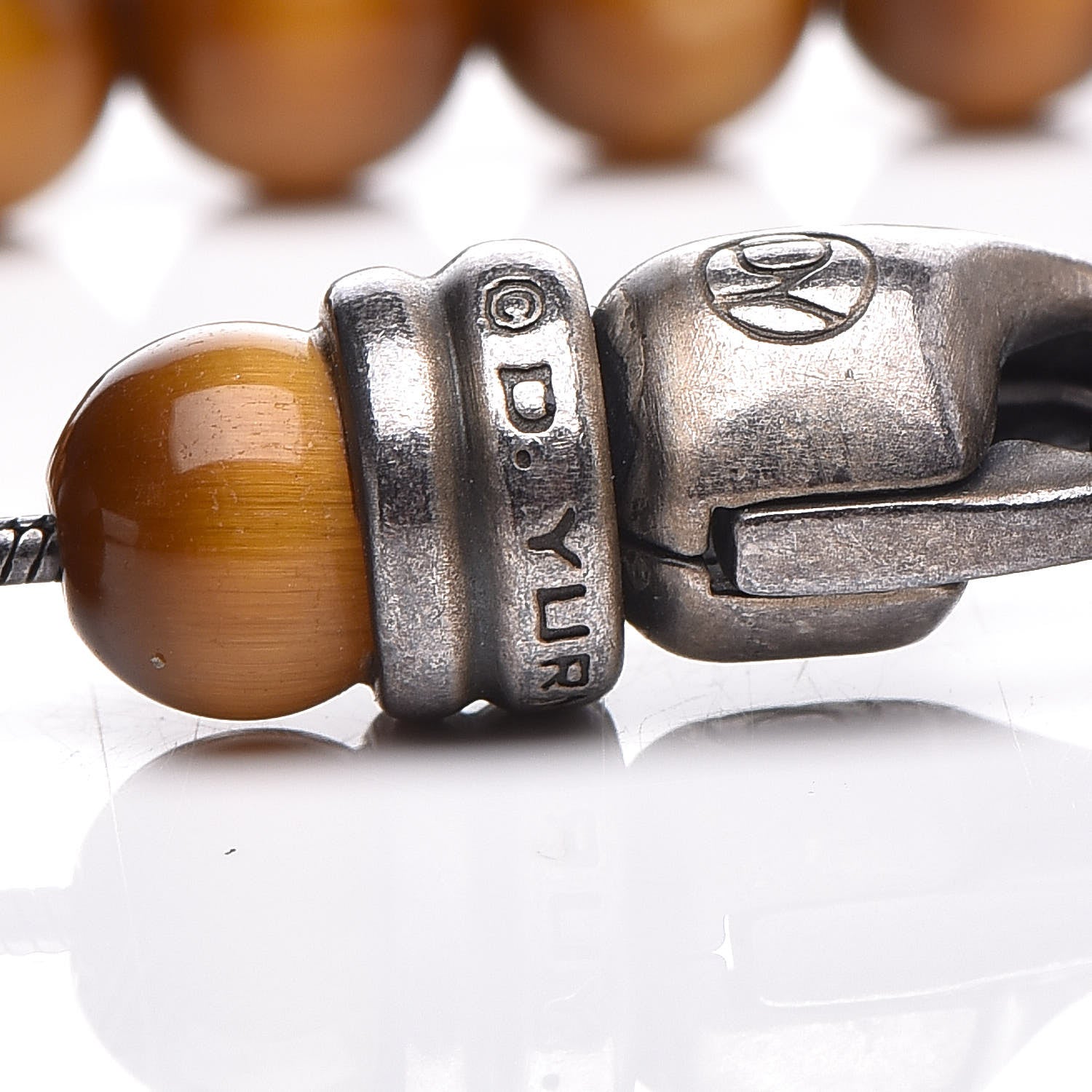 David Yurman Stainless Steel Tigers Eye 5mm Spiritual Beads Bracelet 4 of 6