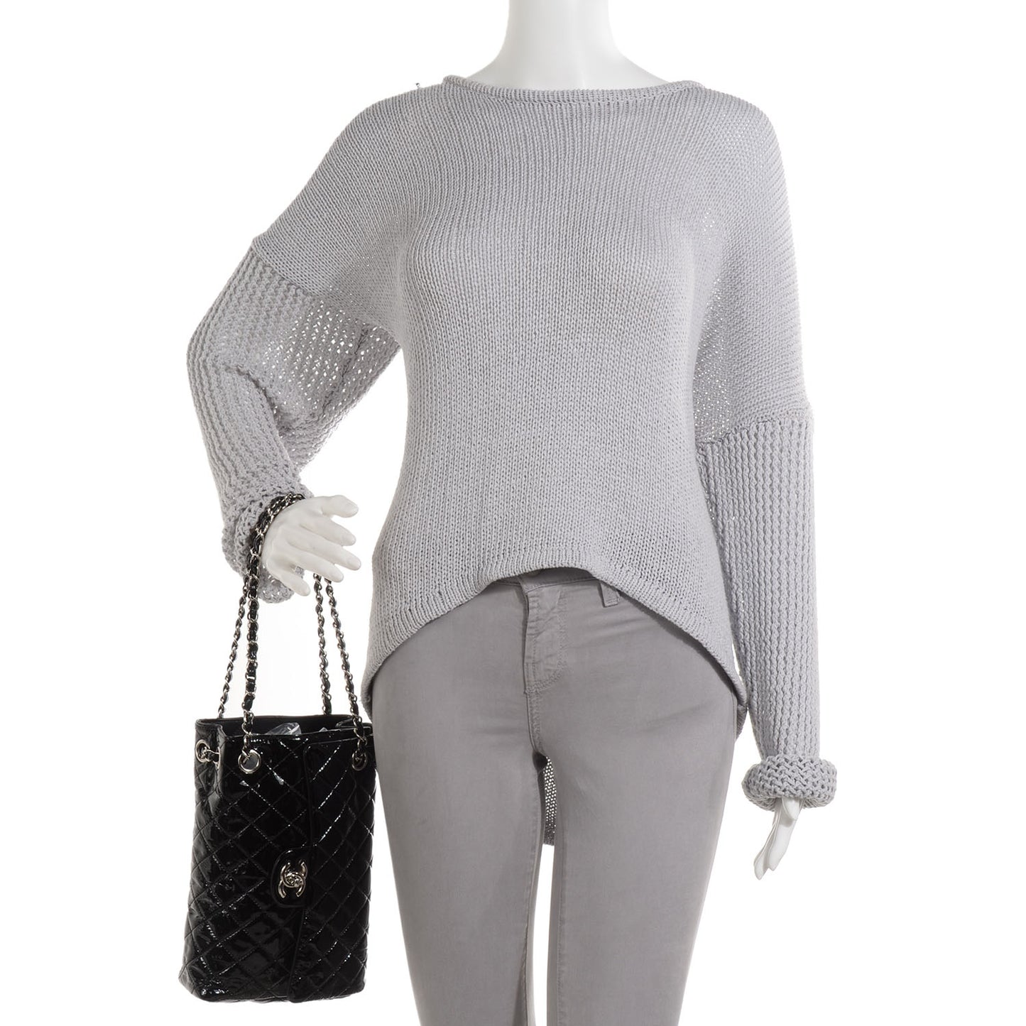 Patent Upside Down Flap Bag Black