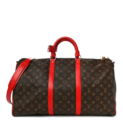Louis Vuitton Calfskin Monogram Keepall Bandouliere 50 Coquelicot 1 of 13