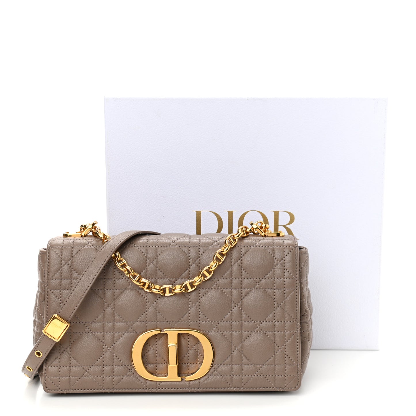 Calfskin Cannage Medium Caro Bag Taupe