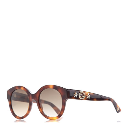 Gucci Round Frame GG Star Sunglasses GG0207S Tortoiseshell 1 of 9