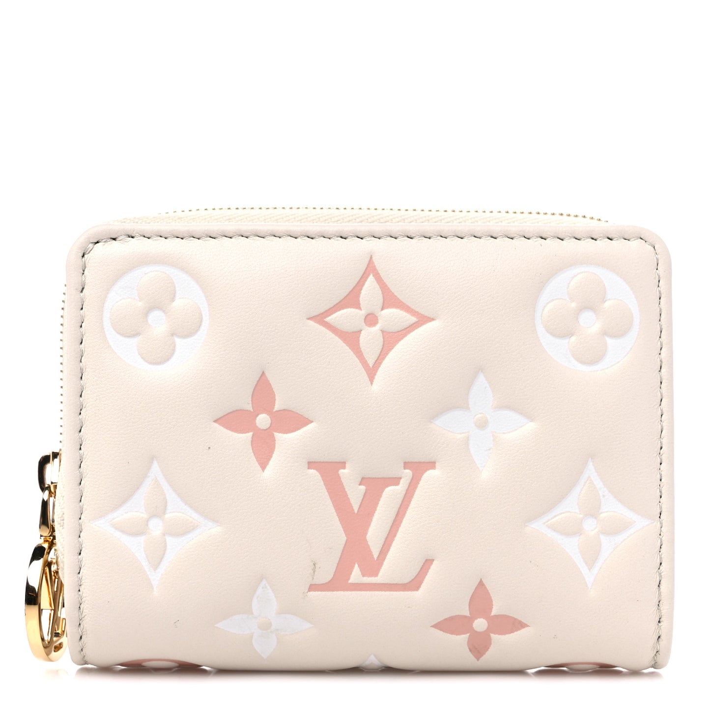 Lambskin Embossed Monogram Lou Wallet Natural Creme