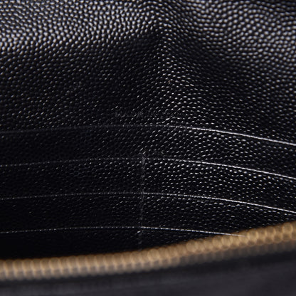 Saint Laurent Grain De Poudre Matelasse Chevron Monogram Envelope Chain Wallet Black 7 of 11