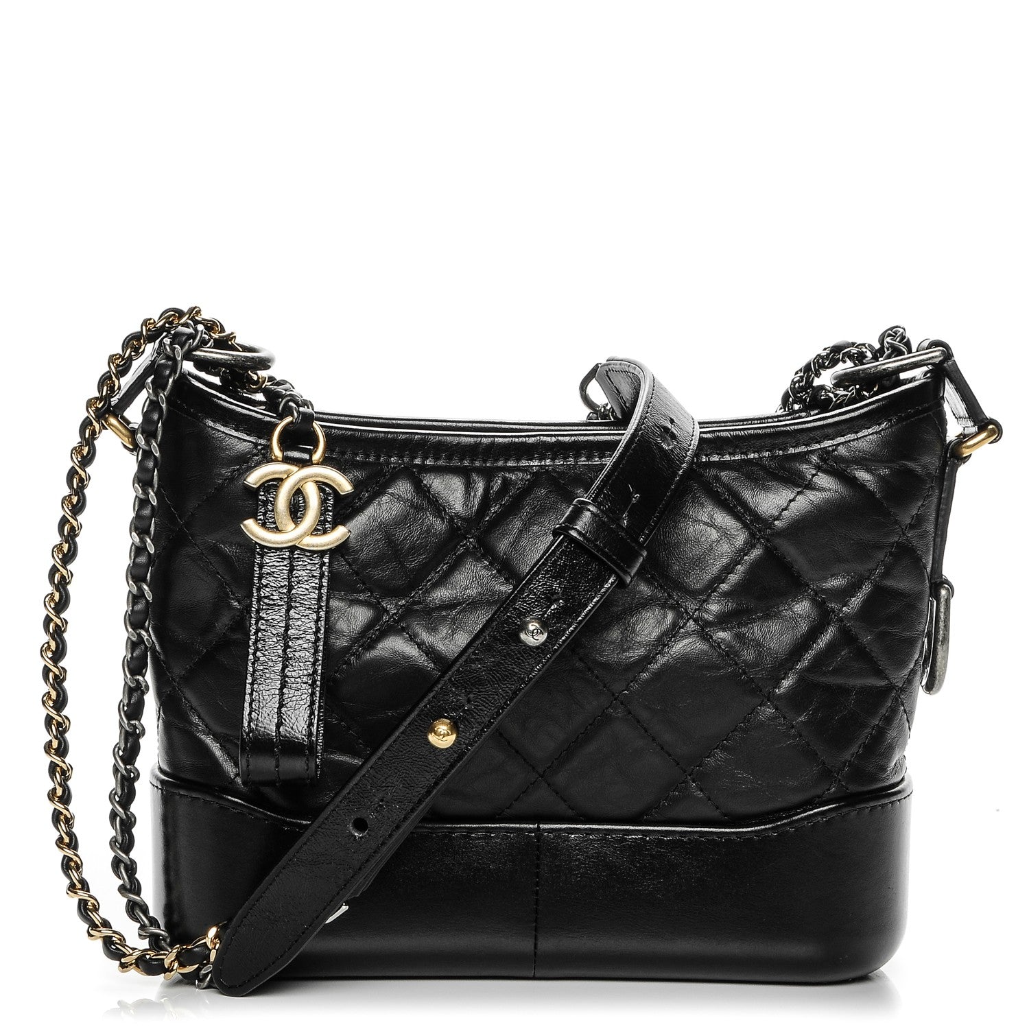 Chanel Aged Calfskin Quilted Small Gabrielle Hobo Black 1 of 7