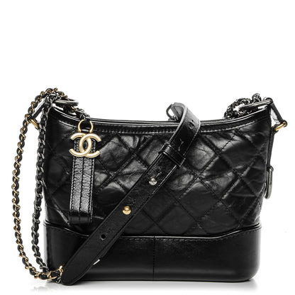 Chanel Aged Calfskin Quilted Small Gabrielle Hobo Black 1 of 7