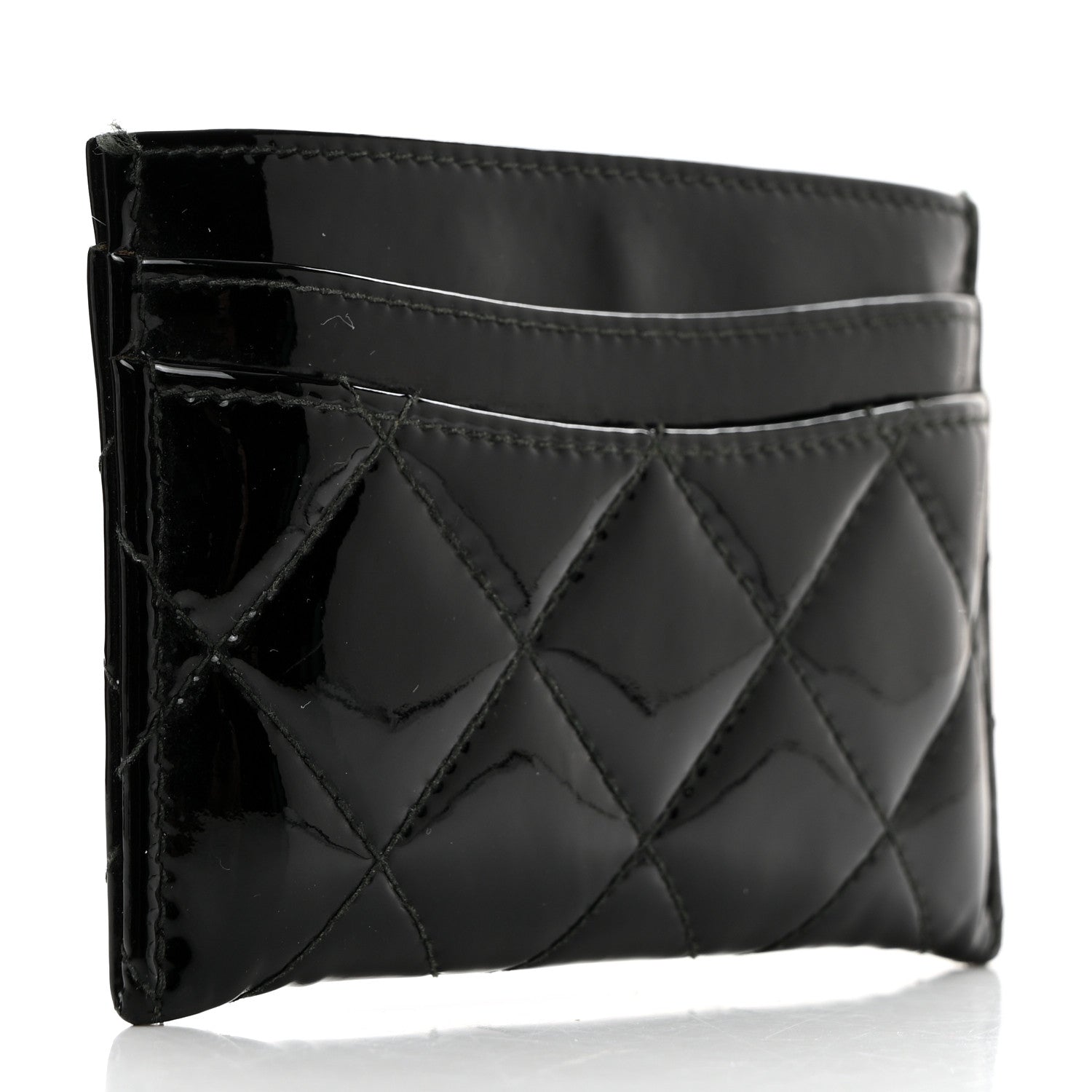 Chanel Patent Calfskin Quilted Card Holder Black 3 of 7