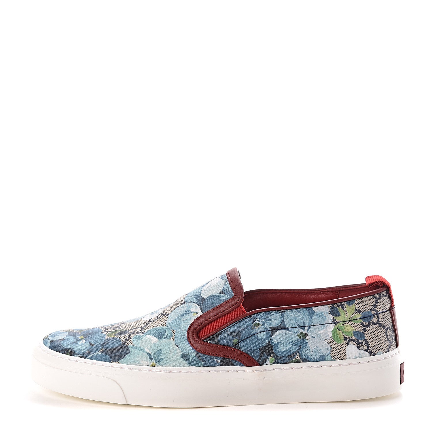 Gucci GG Supreme Monogram Blooms Womens Slip On Sneakers 35.5 Beige Blue Navy Red 1 of 8
