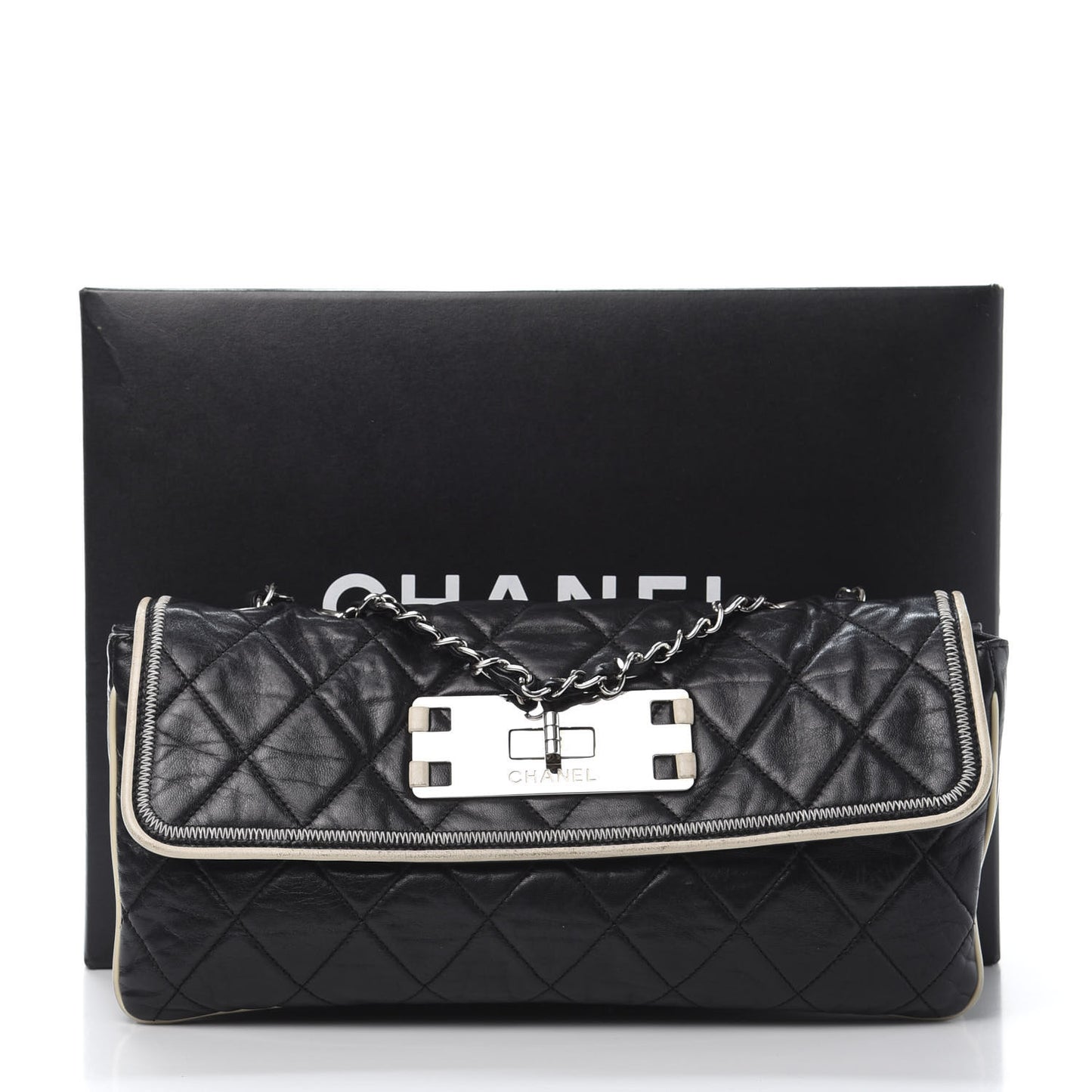 Lambskin East West Mademoiselle Flap Black