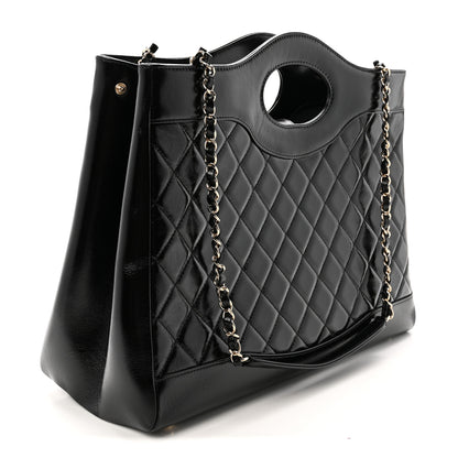 Chanel Shiny Lambskin Quilted Large 31 Shopping Bag Black 3 of 10
