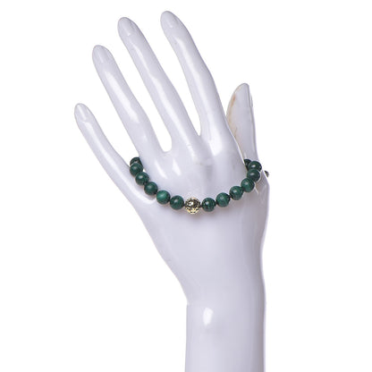 John Hardy Sterling Silver 18K Yellow Gold Malachite Dot Bead Bracelet 2 of 5