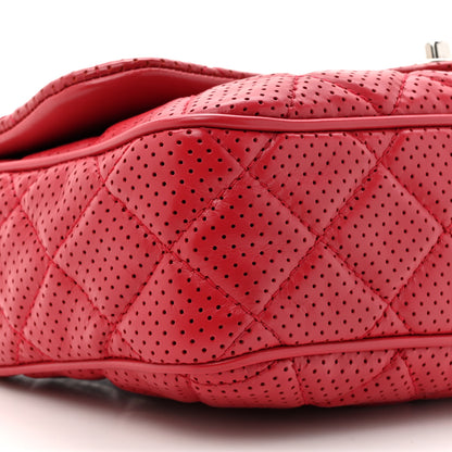 Chanel Lambskin Perforated Medium Double Flap Dark Pink 10 of 10