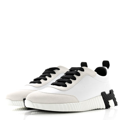 Hermes Goatskin Suede Goatskin Bouncing Sneakers 36.5 White Black 3 of 11
