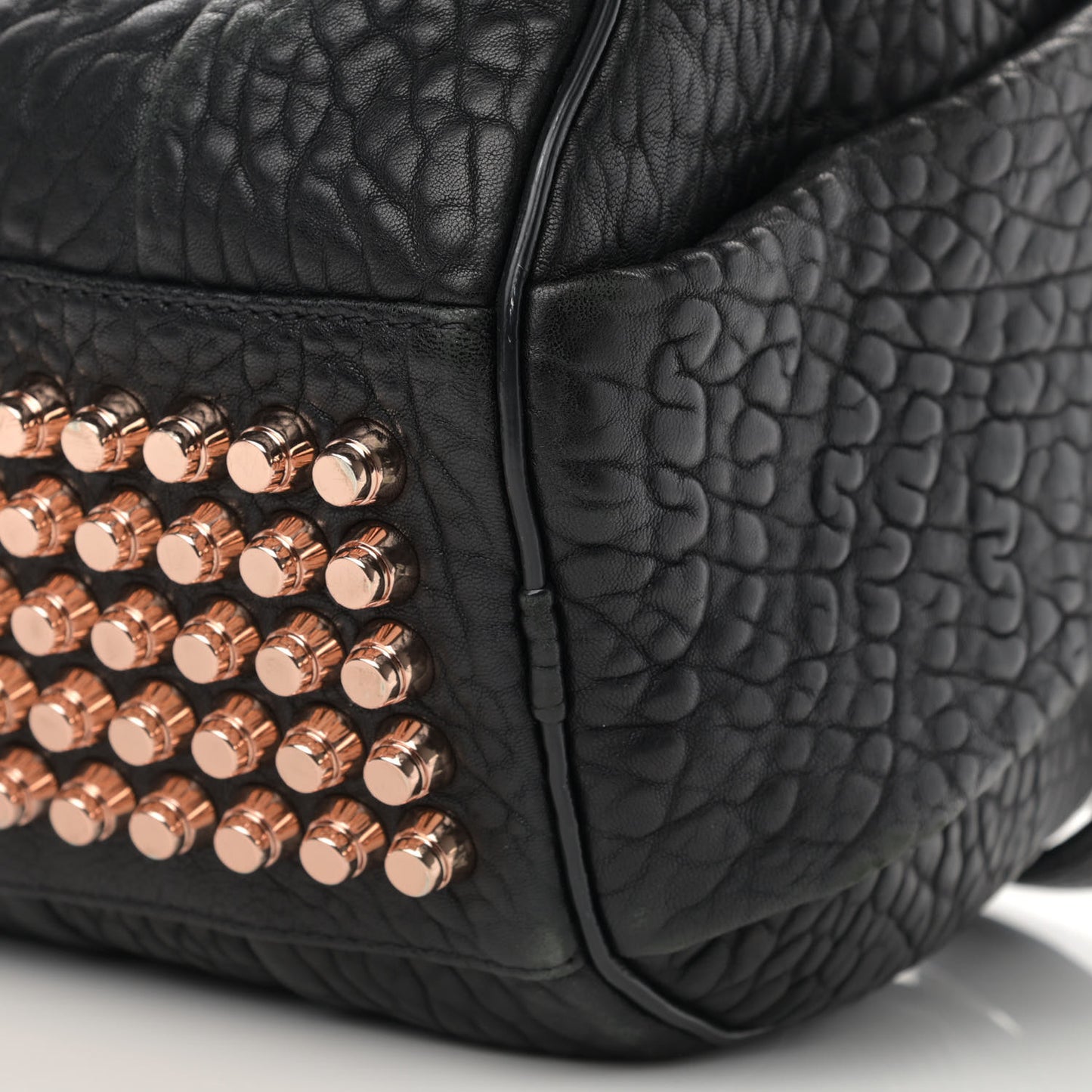 Pebbled Lambskin Rocco Black Rose Gold Hardware