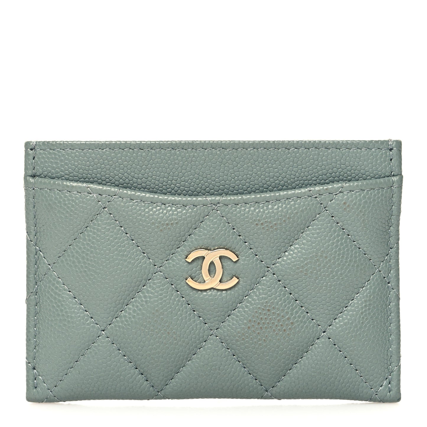 Caviar Quilted Card Holder Light Blue
