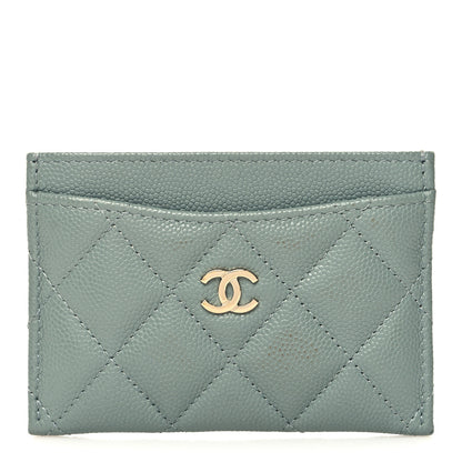 Chanel Caviar Quilted Card Holder Light Blue 1 of 9