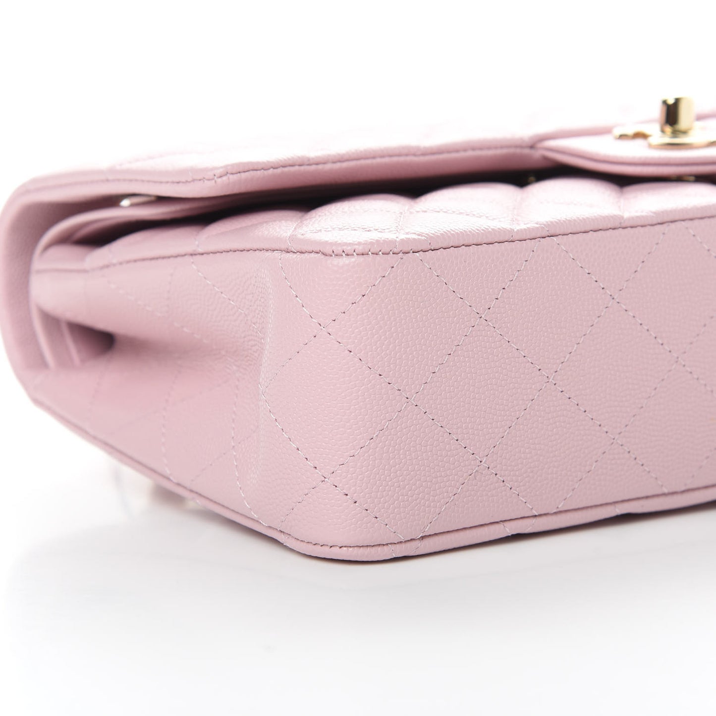 Caviar Quilted Medium Double Flap Light Pink