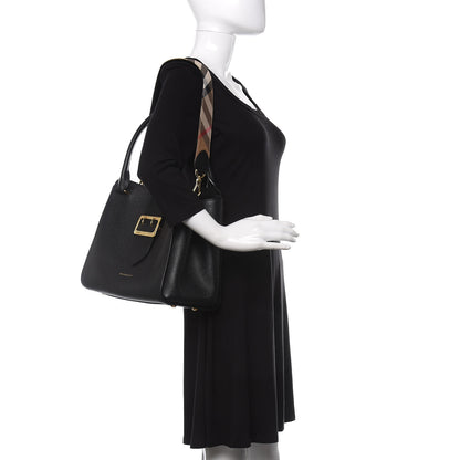 Burberry Soft Grain Calfskin Medium Buckle Tote Black 2 of 12