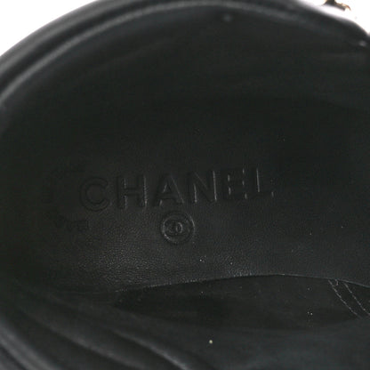 Chanel Calfskin Lambskin Lace Up Boots 35 Black 8 of 9