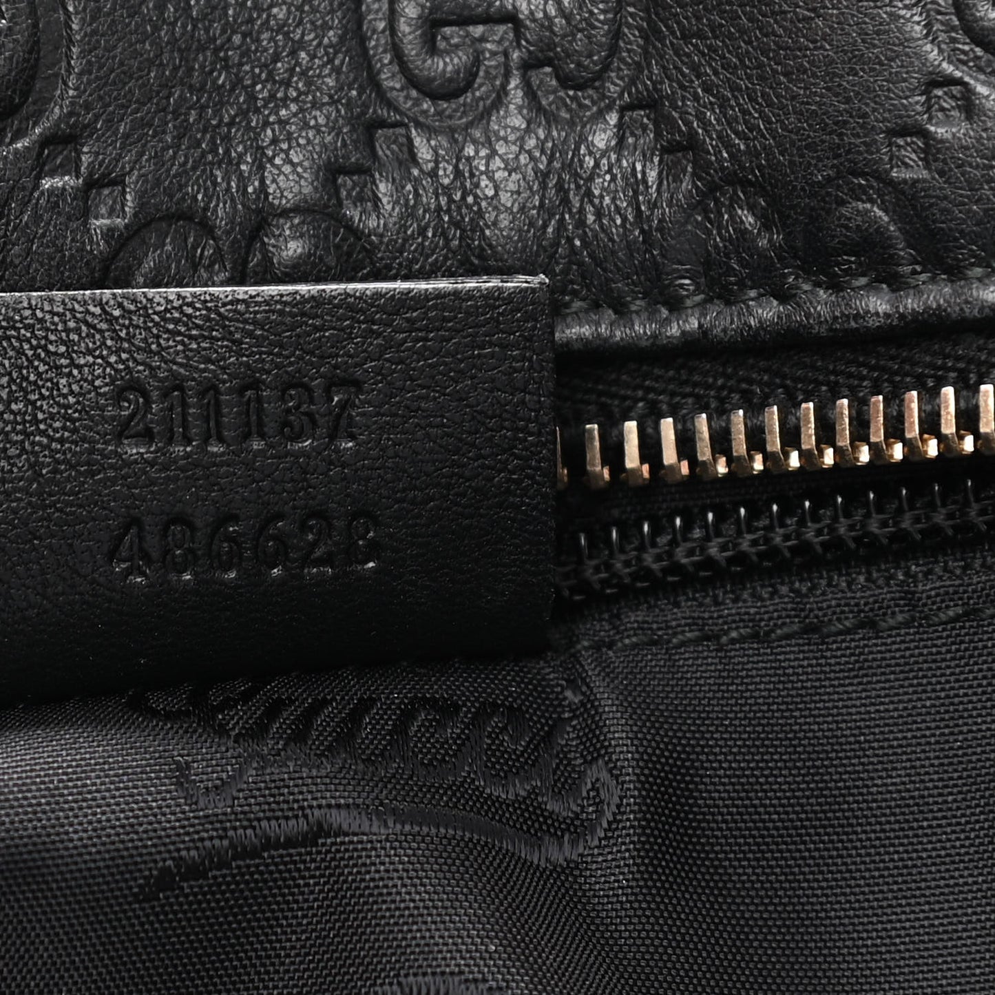 Guccissima Medium Zippered Shopping Tote Black