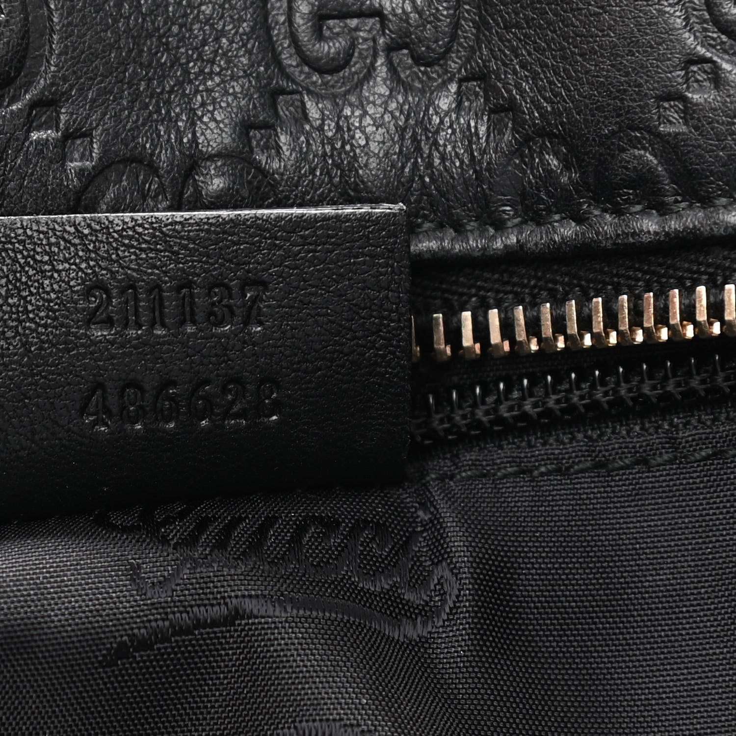 Gucci Guccissima Medium Zippered Shopping Tote Black 6 of 12