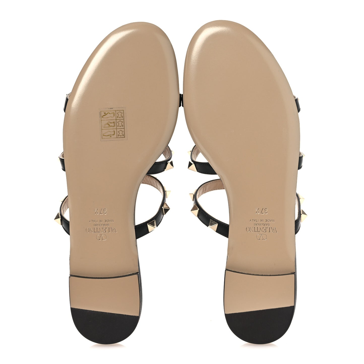 Nappa Rockstud Caged Flat Slide Sandals 37.5 Black
