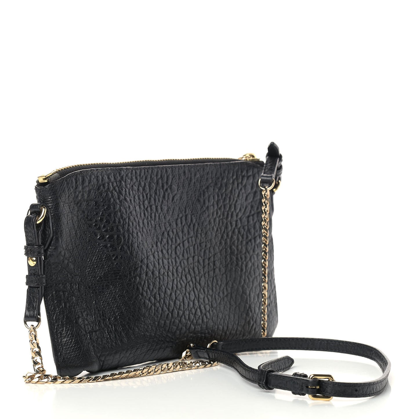 Signature Grain Calfskin Crossbody Bag Black
