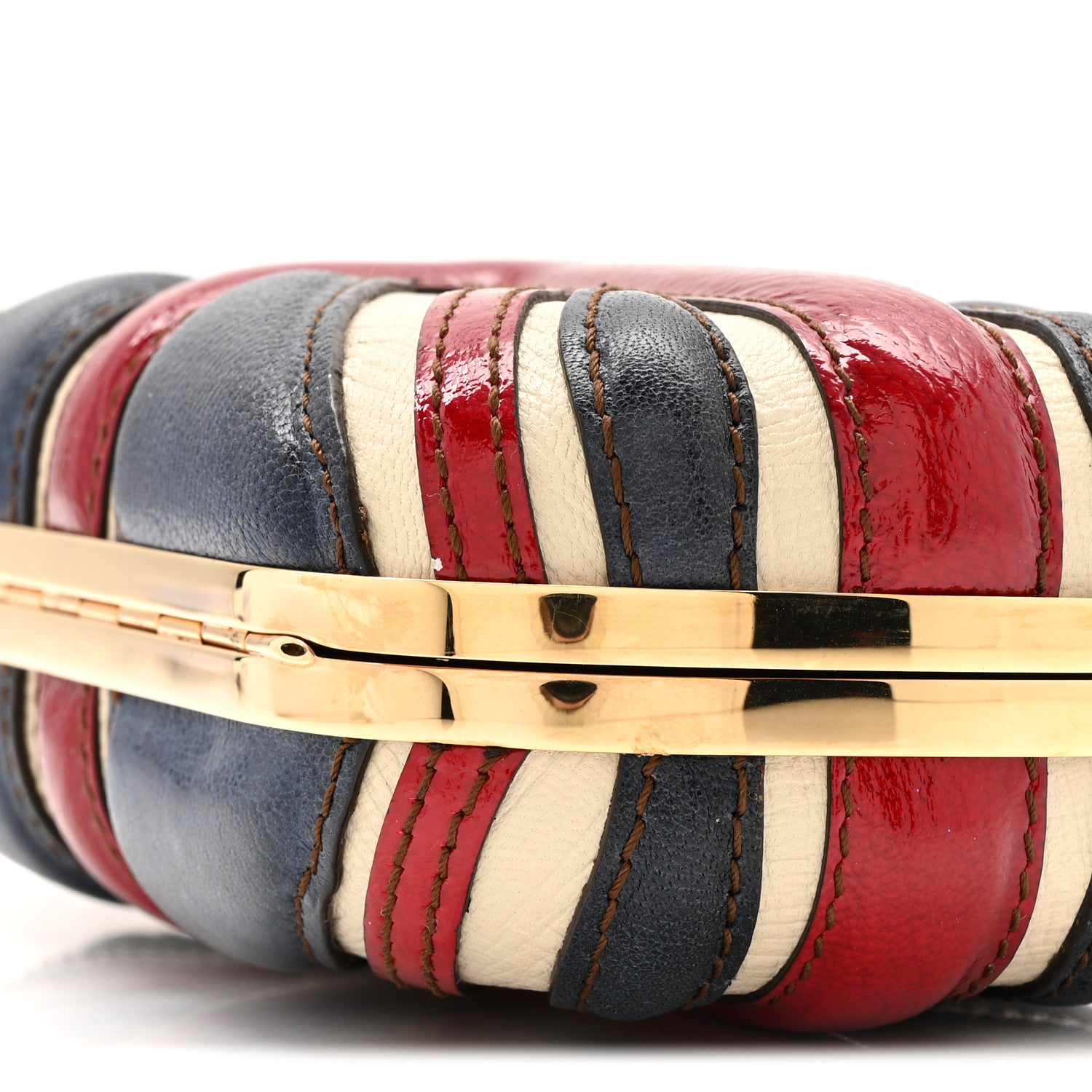 Alexander McQueen Patent Calfskin Britannia Skull Box Clutch Red Blue 10 of 11