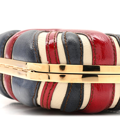 Alexander McQueen Patent Calfskin Britannia Skull Box Clutch Red Blue 10 of 11